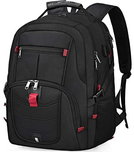 NUBILY Laptop Backpack 18.4 Inch Waterproof Extra Large TSA Travel Backpack Rucksack College School Business Mens Backpacks with USB Charging Port 17.3 Gaming Computer Backpack for Women Men Black