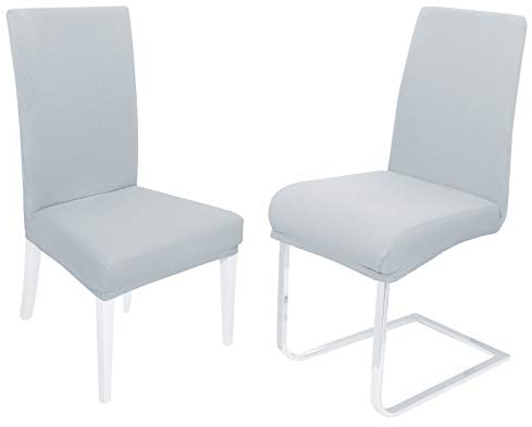 DecoHomeTextil Heimtextilmanufaktur Universal Stretch Uni Stuhlhusse Stuhlhussen Husse Hussen mit 200g/m² 6er Set Hellgrau Farbe und Set Größe wählbar Stuhlbezug Stuhlüberzug Elastisch