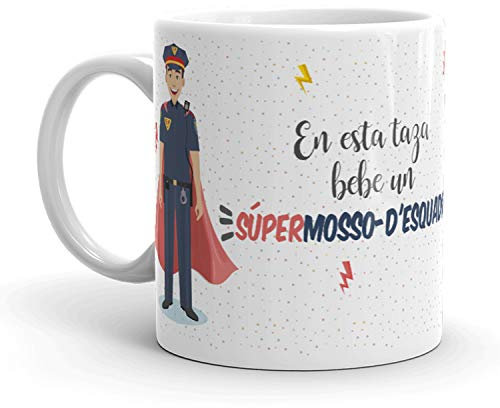 Kembilove Tazas de Café de Profesiones Superhéroes – En esta taza bebe un Súper Abogado – Taza de Desayuno – Taza de Café y Té para Trabajadores – Tazas de 350 ml (Mosso Dscuadra.)