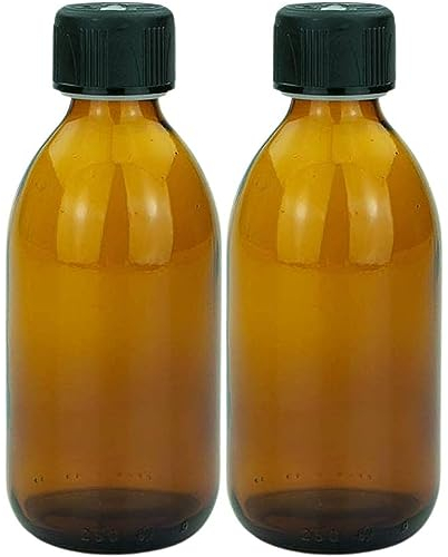 mikken 2 botellas de cristal marrón de 250 ml con tapón de rosca.