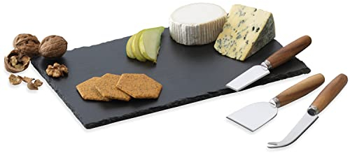 Occasion Slate Cheese Board Gift Set - Slate Serving Platter with 3 Speciality Knives, Gift Boxed