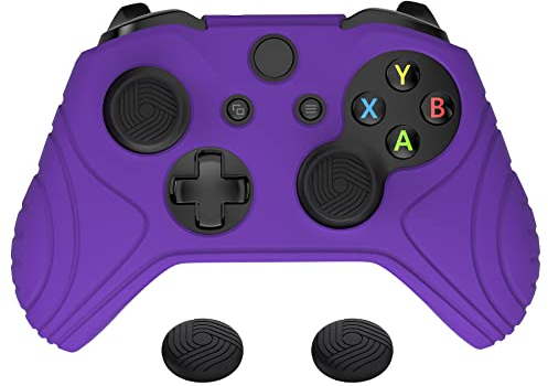 PlayVital Cover Custodia per Xbox One S X Controller Joystick Skin Protettiva Silicone Gomma Antiscivolo con Gommini Coprilevette Analogiche-Samurai Edizione(Viola)