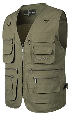 Yukirtiq Herren Anglerweste Outdoor Weste mit Vielen Taschen Schnelltrocknend Sommerweste Funktionsweste Jagdweste Safari Fotografie Hundesport Weste, Grün, 4XL