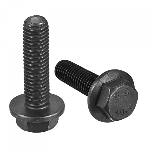 sourcing map M10 x 35 mm Sechskant-Flanschschrauben, 6 Stück 10,9 Karbonstahl-Sechskantschrauben