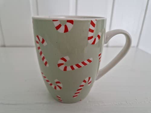 Tasse Kaffeebecher Weihnachtstasse Zuckerstange Hellgrün Keramik 350 ml