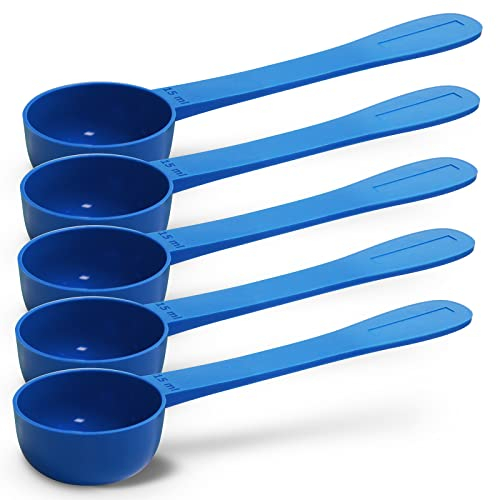 5pc Kit, RE-GEN 15ml Reusable Long Handle Plastic Measuring Spoon Scoops Dosing Spoons | Ideal for Liquids, Powders, Granules, Home, Kitchen, Catering, Healthcare, Fitness