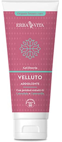 Erba Vita Gel Doccia Velluto Addolcente Prodotto Cosmetico a Base di Aloe Vera da Agricoltura Italiana Certificata Bio - 200ml