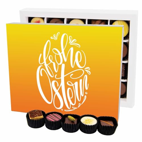 Hallingers Genuss Manufaktur Pralinen Oster-Geschenk - ohne Alkohol, handmade aus Confiserie-Edelkakao in wertiger XL-Geschenkbox Frohe Ostern Os..., Ostern Körbchen für Frauen Männer