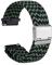 WOCCI 21mm Gewebtes Nylon Uhrenarmband für Damen und Herren, Schnellverschluss, Verstellbare Silberne Schnalle (Grün Schwarz)