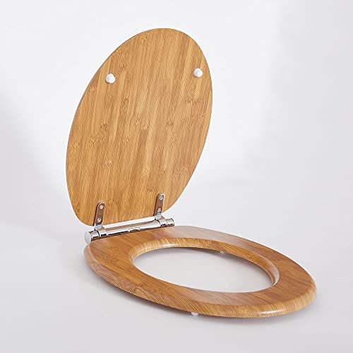 Milano Richmond Traditional 375mm x 435mm Oak Effect Toilet WC Seat Top Fix Chrome Soft Close Hinges