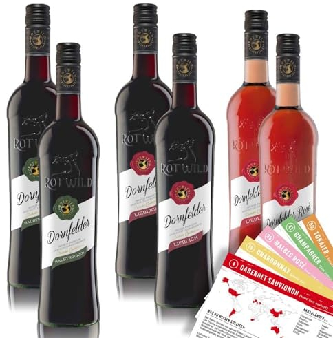 Rotwild Dornfelder Probierpaket, gemischtes Weinpaket + VINOX Winecards (6x0,75l)