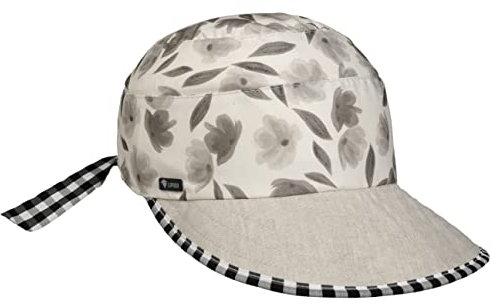 Lipodo Balivia Flowers Visor Damen One Size 55-57cm - Sommerkappe aus Baumwolle und Leinen - Made in Italy - Verstellbar - Frühjahr/Sommer grau One Size
