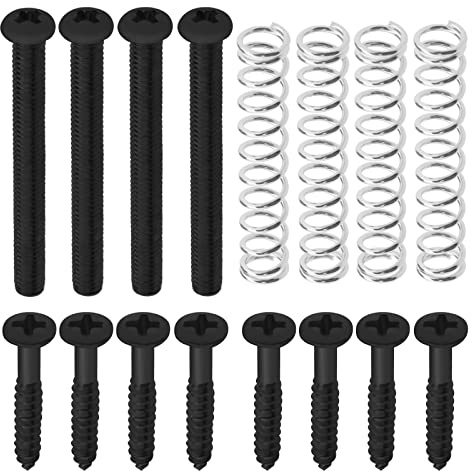 YINETTECH Set von 16pcs Gitarre Pickup Schraube Feder Set Pickup Höhe Schrauben Pickup Rahmen Schrauben Pickup Federn Befestigungsschrauben Ersetzen oder Upgrade Gitarre Doppel Pickups Schwarz