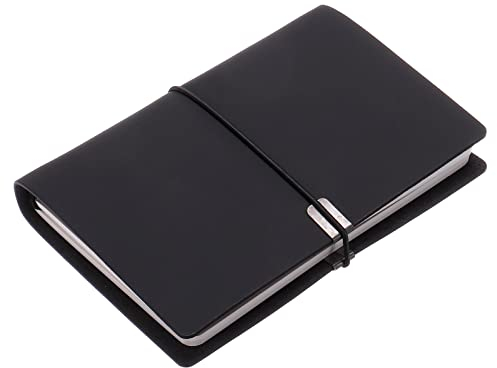 PATIKIL A7 PU Leder Tagebuch Notizbuch 4x6 Geregelt Liniert und Raster Schreiben Zeitschrift Tagebuch Notizbuch Hartgewebe Notizblock mit 70 Blätter für Büro Schwarz
