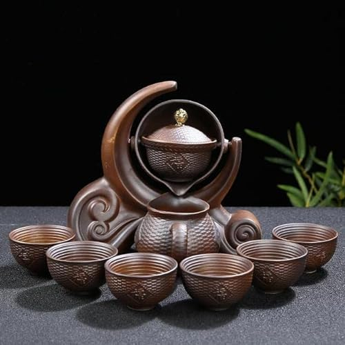 UANGLI Juego de té Chino, Juego de té de cerámica, Tetera semiautomática, Tetera de Kungfu, Tetera para Sala de Estar y Oficina