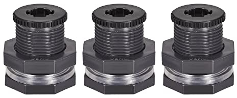 M METERXITY 3 Set PVC Passaparete Raccordo - Passaparete Filettato Acqua Serbatoio Connettore, con Spina Raccordo, Applica a Acquari, Secchiello per Pioggia, (Filettatura G3/4, Grigio)