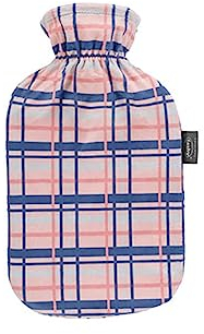 Fashy Wärmflasche mit Flauschbezug im Karodesign, apricot, 2,0 L