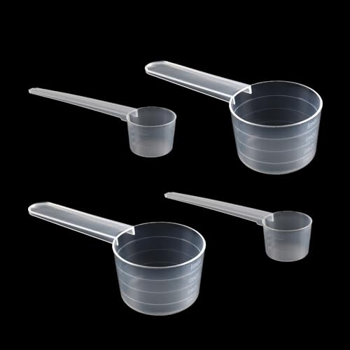 MisFun 4 Piezas Cucharas Medidoras, Cuchara Medidora Gramos de Plastico, Cucharas Medidoras Graduadas Transparente Cuchara Dosificadora de 40ml, Mini Protein Scooper de 5g para Cocina Aceite Café