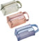 Finyoffiy 3pcs Portable Square Mesh Storage Bag,Zippered Mesh Cosmetic Bag,Small Square Mesh Coin Purse Travel Storage Carry Pouch (Green+Pink+Blue)
