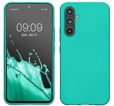 kwmobile Case compatible with Samsung Galaxy A54 5G Case - Soft Slim TPU Silicone Cover w/Raised Edges - Shockproof and Flexible Cases - Metallic Turquoise