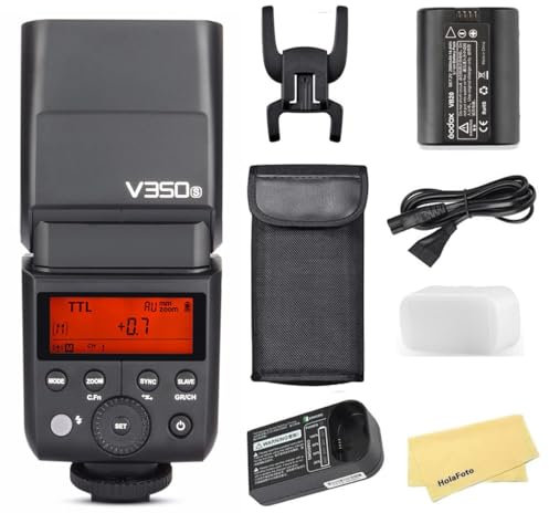 Godox V350S Blitz-Speedlite für Sony,7.2V/2000mAh Li-Ionen-Akku,0.1s-1.7s Wiederaufladezeit,TTL Blitzgerät für Sony A7RIII A7RII A7R A58 A99 A7RIV A7M3 A77II RX10 A9 A77 A350 DSC-RX10 A6000 A7M3 Usw