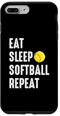 Hülle für iPhone 7 Plus/8 Plus Eat Sleep Softball Repeat lustig American USA Sports