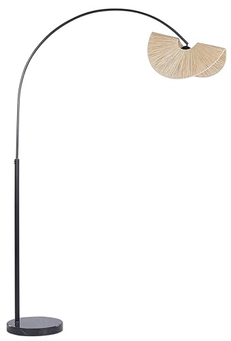 Beliani Stehlampe mit Papierschirm natürlich gefaltete Optik rund 1-flammig Boho Herron