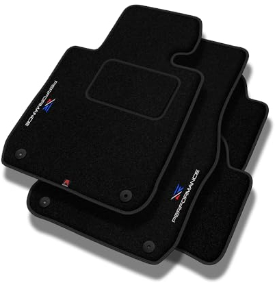 PERFORMANCE Personalisierte Velours Fußmatten Auto passend für BMW 2er F46 ab 2015 - Standard, Perforiert, blau weiß rot -Präzise CNC-Stickerei, Design-Lochpaspel, Auto Fußmatten - Perfekt für Autofah