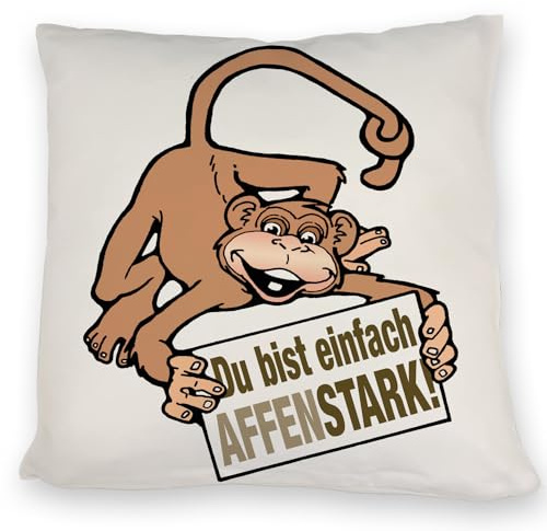 speecheese AFFE Kissen mit Spruch Du bist einfach Affenstark Für Sofa Wohnung Süßes Äffchen Kissen Ideal als Kompliment Verschönert Zuhause Wände