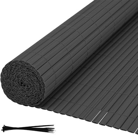 Daromigo PVC Sichtschutzmatte 80×600cm, Sichtschutz Garten mit Innenverstärkung, Sichtschutz Balkon mit Kabelbinder, Sichtschutz Zaun Wetterfest und Sonnenschutz (Grau)