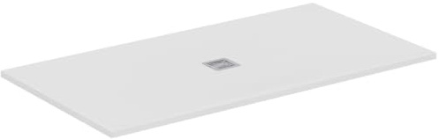 Ideal Standard - Ultra Flat S+, Piatto doccia rettangolare ultrasottile in resina effetto pietra, 170x90cm, Ideal Solid, Scarico centrale, Bianco
