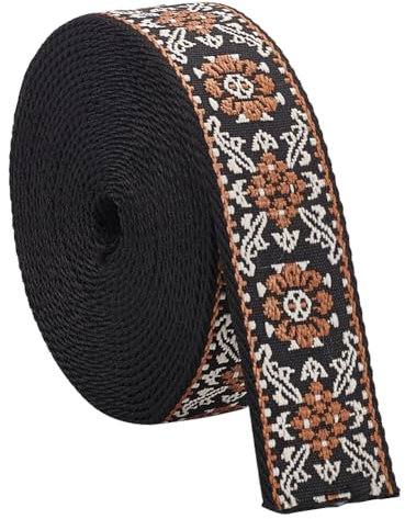 FINGERINSPIRE 4.6 m Jacquardband Mit Vintage Blumen 3.8 cm Breit Blumenmuster Gewebter Besatz Aus Polyester Im Ethno Stil Gurtband Im Retro Dekor Nähband Zum Nähen von Kleidung Hochzeits