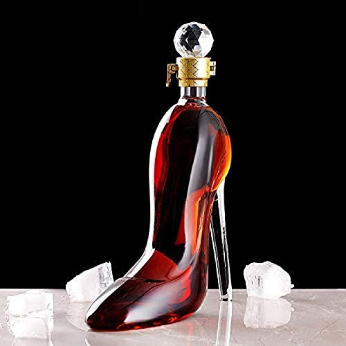 High Heels Shape Whiskey Decanter, 350/750ml Hand Blown Lead-Free Crystal Glass, Wiskey Bottle Wine Jug, Transparent Whisky Carafe, Alcohol Glassware for Rum Brandy Vodka Gin Etc, Gift for M