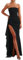 Minetom Damen Schulterfrei Maxikleid Partykleid Elegante Lange Kleider Hochzeit Festlich Abendkleid Partykleid Cocktailkleid Wickelkleid Bandeau Brautjungfer Kleid C Schwarz S