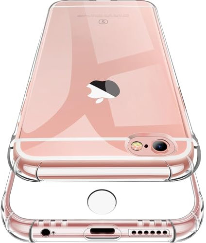 Garegce Cover per iPhone 6/6S Trasparente, Custodia per iPhone 6/6S Antiurto con Bordi Rinforzati, iPhone 6 Cover Silicone Morbido Antigiallo - 4,7-Trasparente