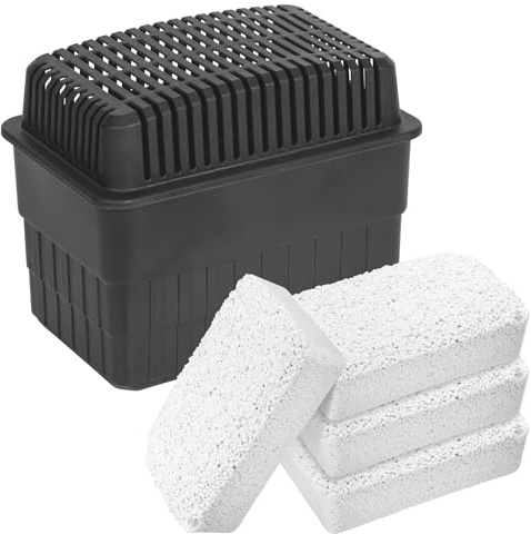 Feuchtigkeitskiller, Luftentfeuchter mit 4 x 1 kg Granulat-Block, ideal für Bad, Garage, Keller, nachfüllbar, 23 x 16 x 15,5 cm, Schwarz