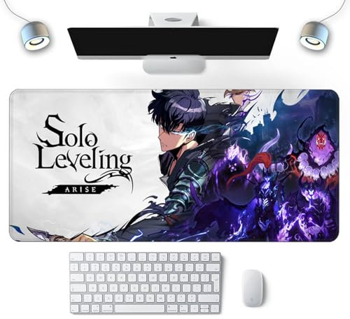 Wuyouni Solo Leveling XXL Tapis de souris multifonction Gaming Anime, 800 x 300 mm, Sung Jinwo, tapis de souris imperméable et base en caoutchouc antidérapant de 3 mm, surface texturée