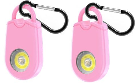 Lancoon Alarme Personnelle Porte-clés 2 Paquets Dispositif d'alerte de sécurité avec Lumière Stroboscopique pour Femmes 125dB Portable Extérieur d'urgence pour Les Voyages Alarme de Sécurité Rose
