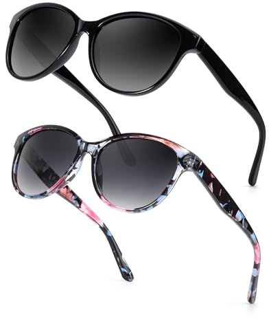 Myiaur 2 Pack Polarisierte Sonnenbrille Damen Trendige Cat-Eye | Klassisches Retro Design, UV400 Schutz, für Autofahren