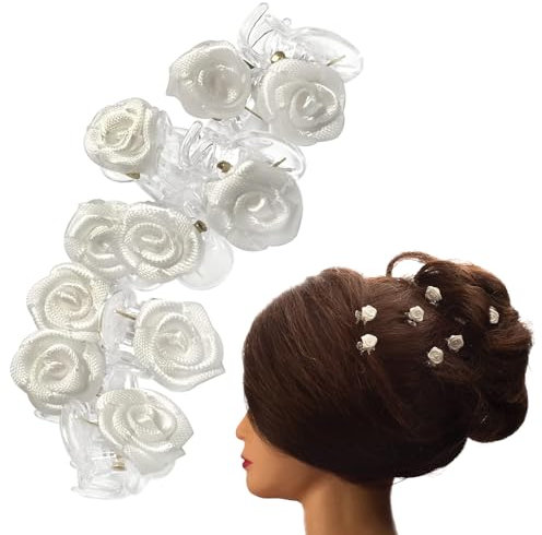Petites Pinces à Cheveux, élégant hairclips, Blanche Barrette à Fleur,Pinces à cheveux ornées de roses