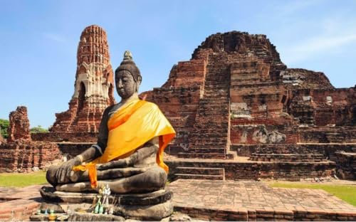 1000 Piece Jigsaw Puzzles For AdultsBANGKOK THAILAND AYUTTHAYA SKYLINE Poster Wooden Puzzle BANNER A464 Challenging Puzzles for Friends Family Wall Decor