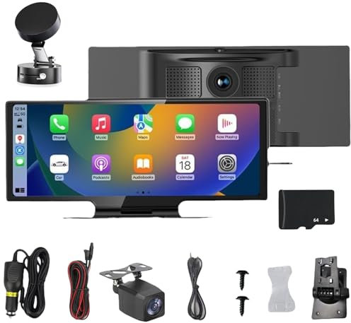 Yagerod Car Tablet Pro MAX 2025 Model, Cartablet Pro MAX 2025 10.26 with Reverse Camera, GPS Navigation Voice Control Wireless 4k Dual Lens, HD Portable Carplay & Android Auto Screen