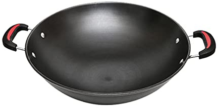 WOTZOV Wok en fonte 40 cm Compatible Avec Les cuisinières à GAZ