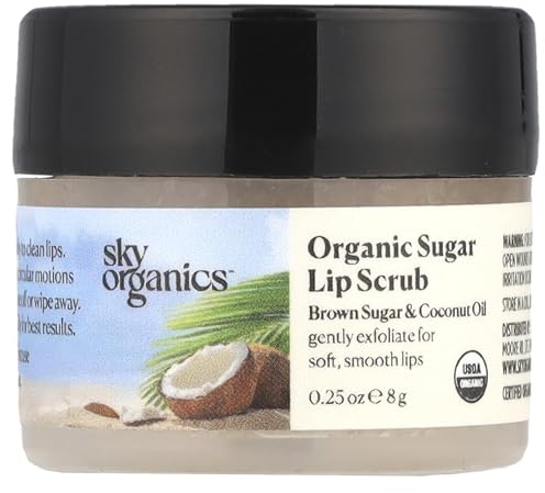 Organic Sugar Lip Scrub, Brown Sugar & Coconut Oil, 0.25 oz (8 g), Sky Organics