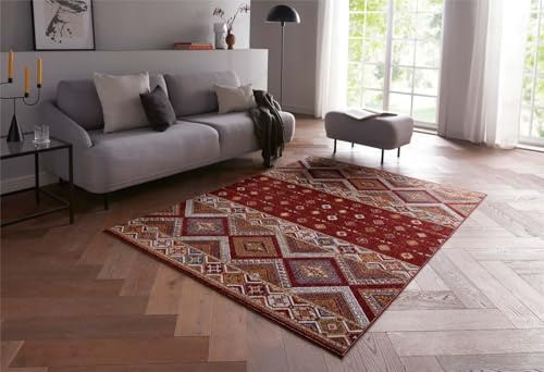 Taracarpet moderner Luxus kurzflor Teppich Orient-Teppich new Oriental Nomaden Muster für Wohnzimmer Schlafzimmer und Esszimmer rot 200x290 cm
