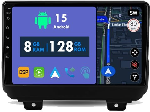 RoverOne 8G+128G CarPlay Stereo für Jeep Wrangler 2018 2019 mit Android Auto Radio GPS Navi Bluetooth RDS WiFi Touchscreen Head Unit Multimedia Player