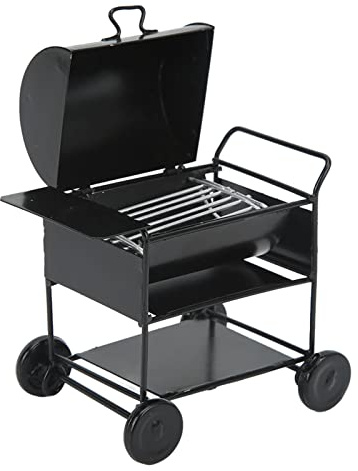 Yctze Puppenhaus Mini BBQ Grill Mini BBQ Grill Ofen Modell RC Auto Dekoration Charme Schwarz Eisen 1/12 RC Crawler