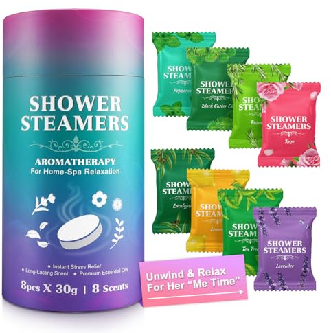 Lot de 8 bombes de douche - Cadeau de Saint-Valentin pour elle - 8 parfums - Pastilles de douche relaxantes - Cadeau relaxant - Parfum puissant et durable - Cadeau de fête des mères