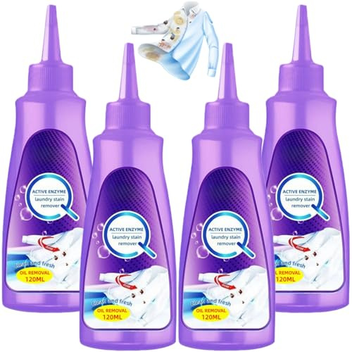 Aktiv Enzyme Flüssigwaschmittel,4pcs Aktiver Enzym Wäschefleckentferner,Active Enzyme Laundry Stain Remover,Active Enzymetic Launday Cleaning,Tiefenreinigung Waschmittel für Alle Textilien,120ml