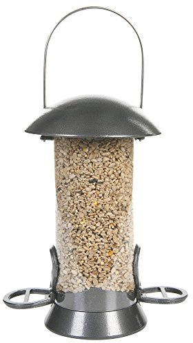 CJ Wildlife Futtersäule Vögel – Vogelfuttersäule zum Aufhängen – Metall Graphit-Grau – 8,5 cm Durchmesser – 5 Jahre Garantie – für Wildvögel